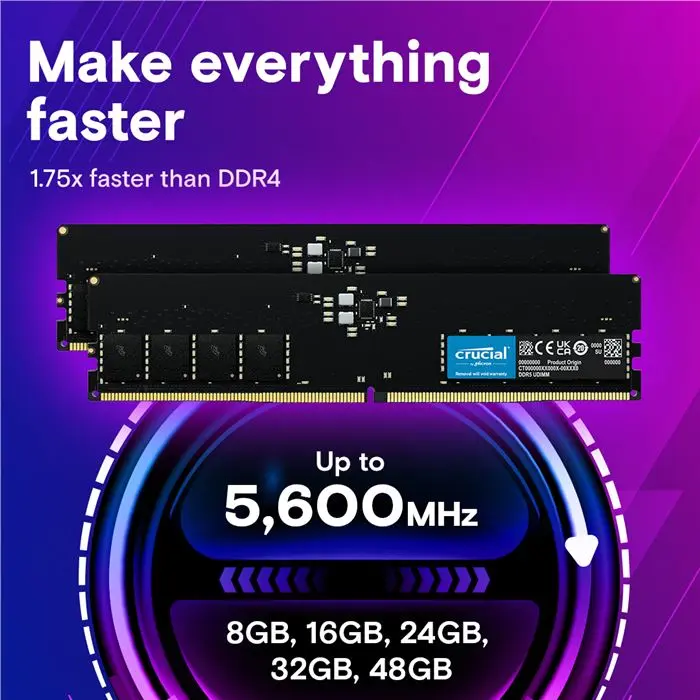 رم کامپیوتر DDR5 تک کاناله 5600 مگاهرتز کروشیال ظرفیت 16 گیگابایت -gallery-7