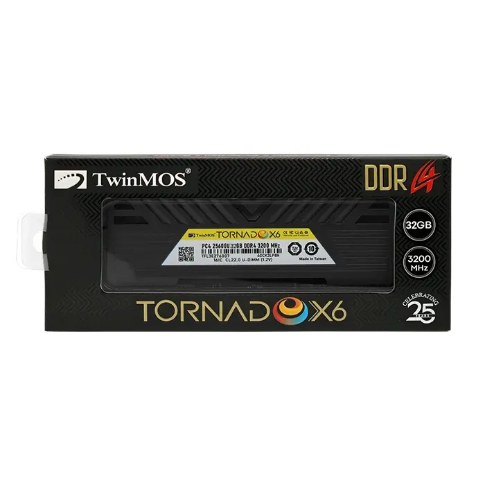 رم کامپیوتر DDR4 تک کاناله 3200 مگاهرتز CL22 توین موس TornadoX6 ظرفیت 32 گیگابایت -gallery-1