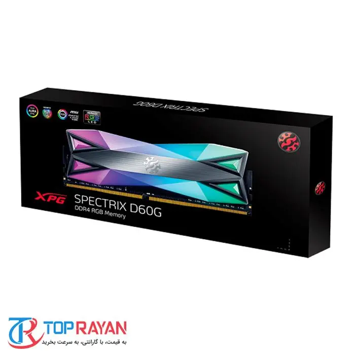رم کامپیوتر ای دیتا دو کاناله مدل SPECTRIX D60G DDR4 RGB با حافظه 16 گیگابایت و فرکانس 3000 مگاهرتز -gallery-8