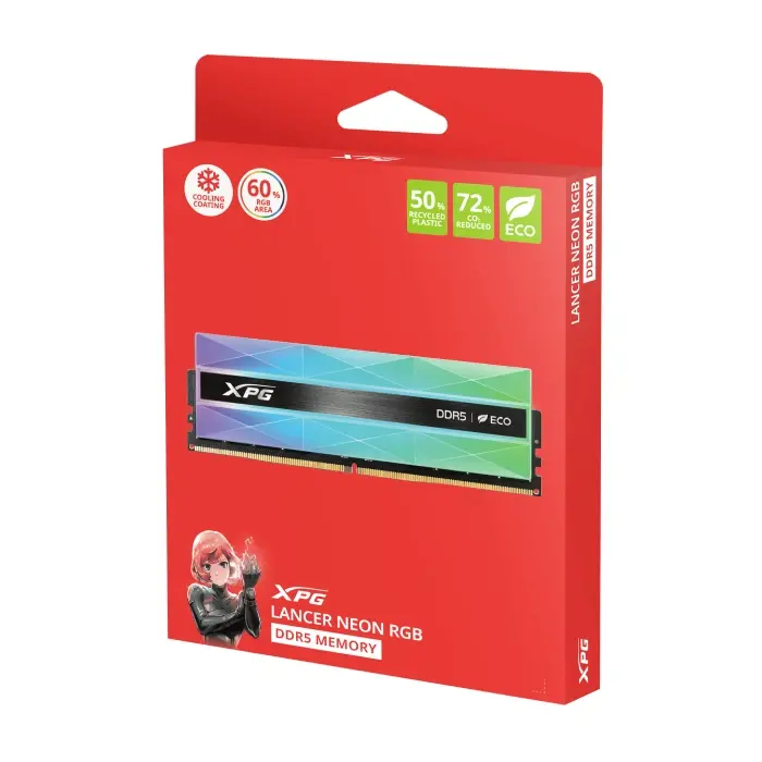 رم کامپیوتر DDR5 دو کاناله 8000 مگاهرتز CL40 ای دیتا ایکس پی جی مدل LANCER NEON RGB DDR5 ظرفیت 32 گیگابایت -gallery-4