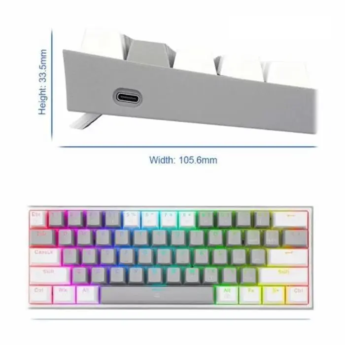 کیبورد مکانیکال گیمینگ ردراگون Redragon K617 FIZZ RGB Grey/White -gallery-5