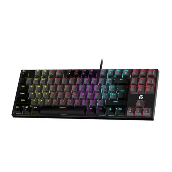 کیبورد باسیم گیمینگ فنتک مدل ATOM87 MK876V2 Gray Blue Switch -gallery-1