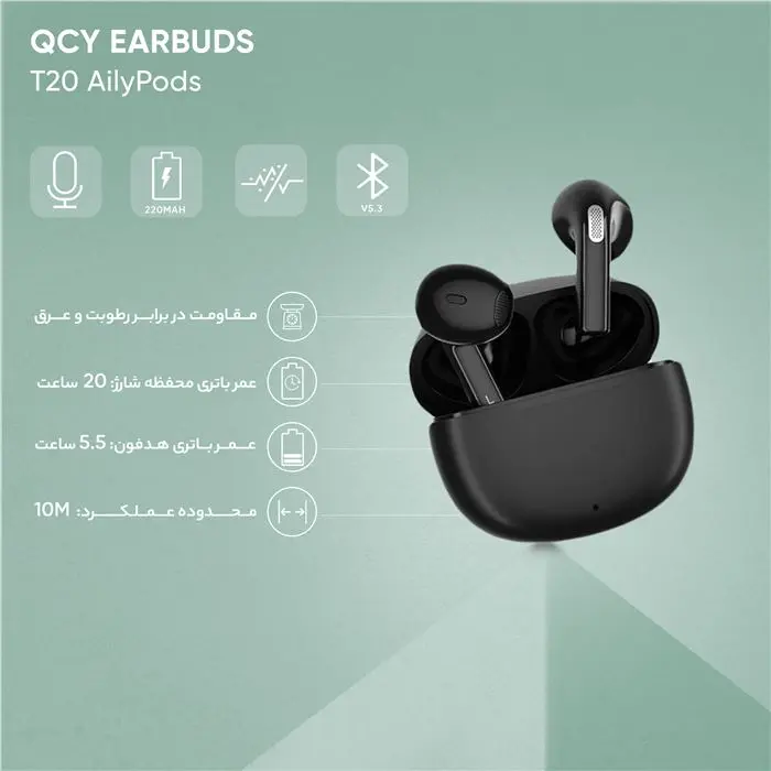 هدفون بلوتوثی کیو سی وای QCY T20 AilyPods -gallery-22
