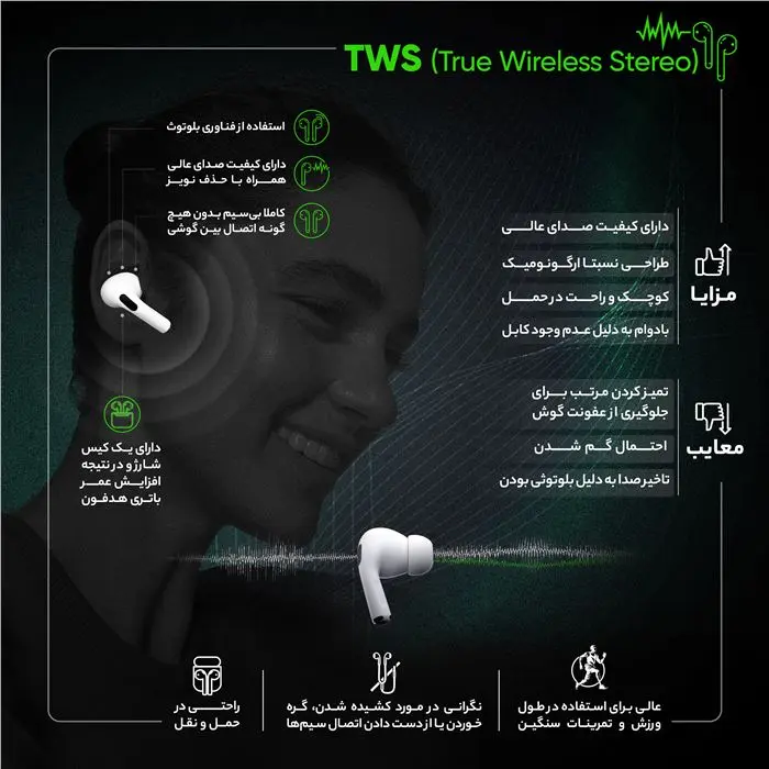 هدفون بلوتوثی کیو سی وای QCY T20 AilyPods -gallery-23