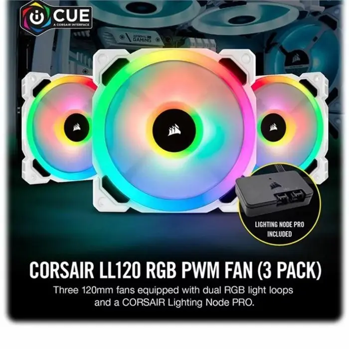فن کیس کورسیر LL120 RGB White بسته 3 عددی -gallery-5