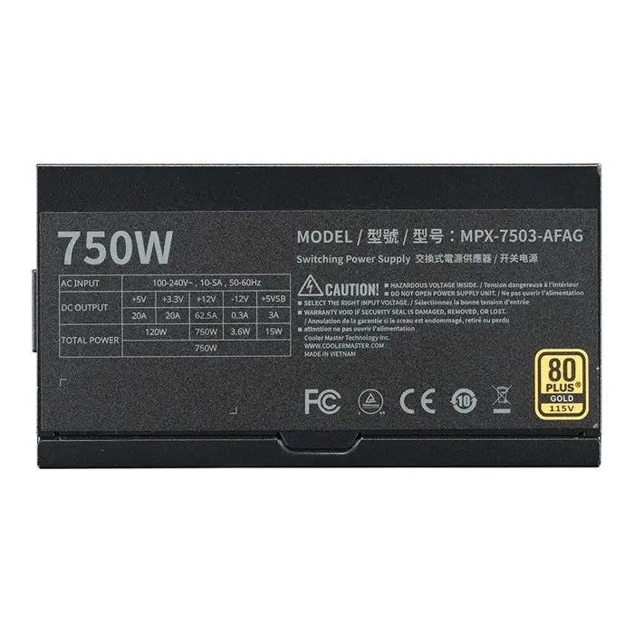 منبع تغذیه کامپیوتر کولر مستر MWE Gold 750 V3 ATX3.1 Gold Full -gallery-4