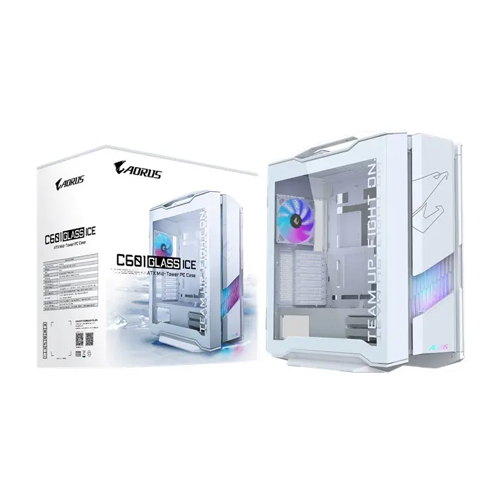 کیس گیمینگ گیگابایت سفید AORUS C601 GLASS ICE GLOBAL -gallery-7