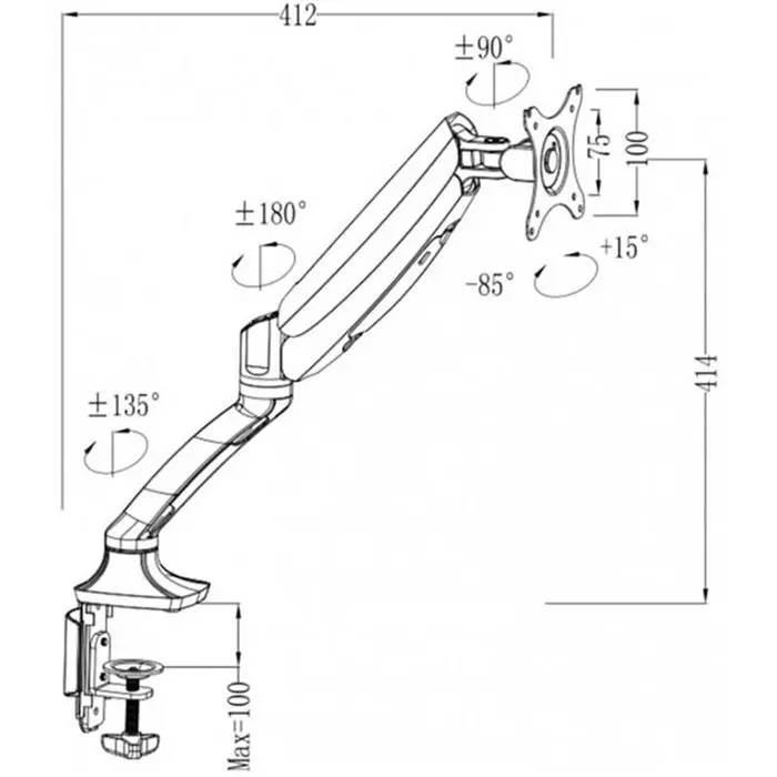 براکت (پایه) رومیزی هیدرولیکی مانیتورLED/LCD مدل Ergo B502 -gallery-4