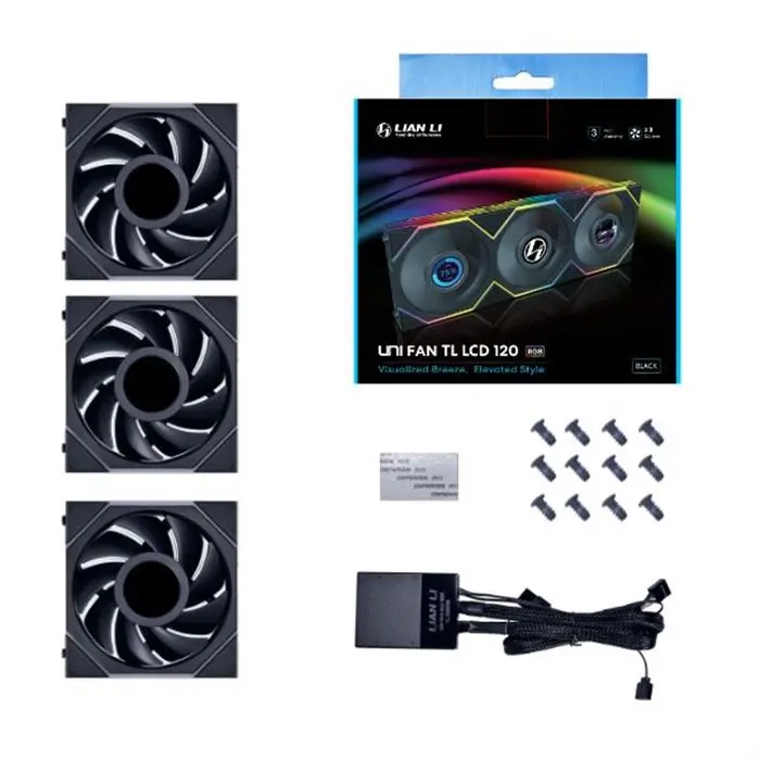 فن کیس لیان لی مشکی مدل Uni Fan TL LCD 120 RGB (3 عددی) -gallery-3