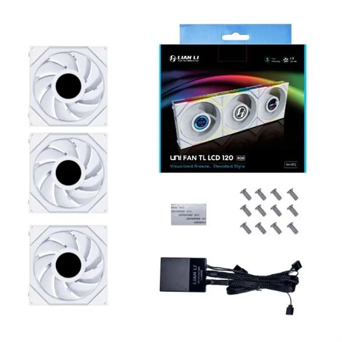 فن کیس لیان لی سفید مدل Uni Fan TL LCD 120 RGB (3 عددی) -gallery-11