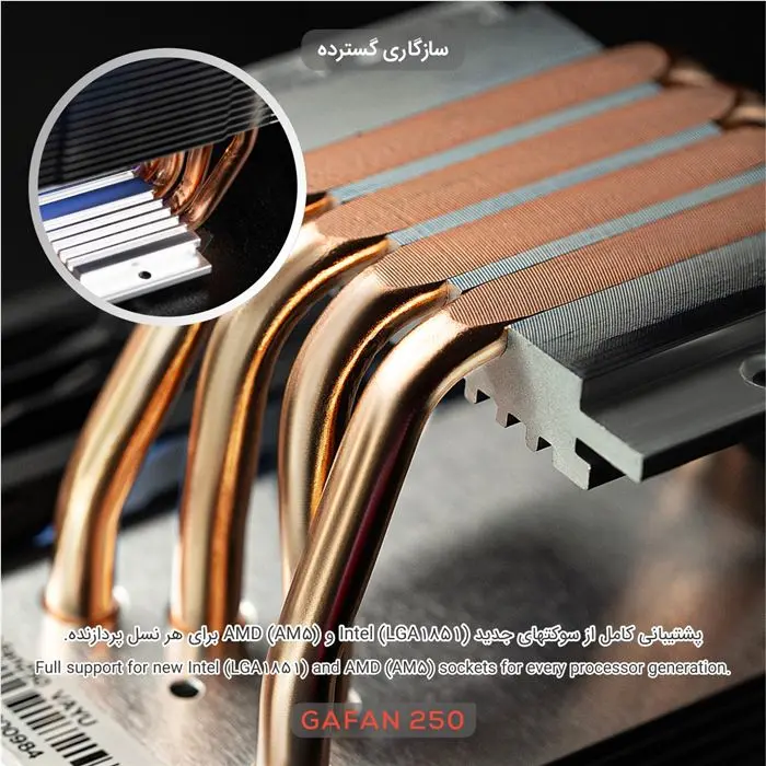 خنک‌کننده پردازنده تسکو مدل GAFAN 250 VAYU - Aurora Light -gallery-11