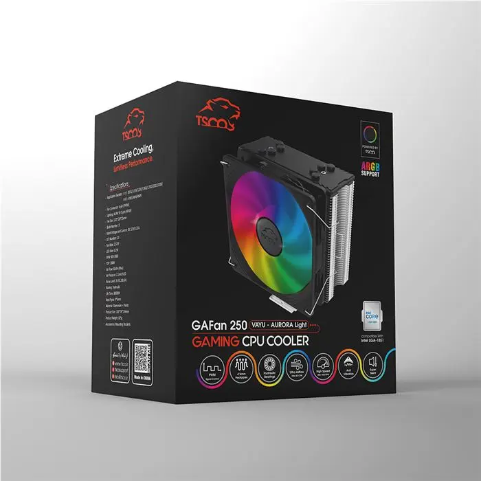 خنک‌کننده پردازنده تسکو مدل GAFAN 250 VAYU - Aurora Light -gallery-27