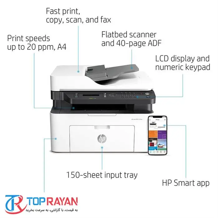 پرینتر چندکاره لیزری اچ پی مدل Laser MFP 139fnw -gallery-2