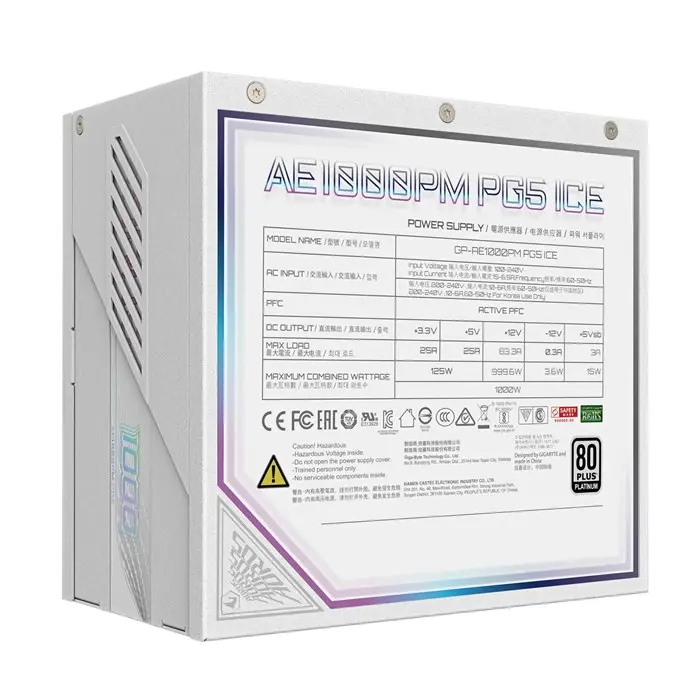 پاور 1000W گیگابایت مدل AORUS ELITE P1000W ICE 80+ Platinum Modular PCIe 5.0 ATX 3.1 -gallery-4