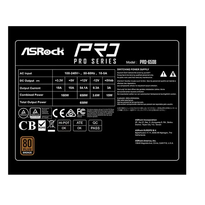 پاور کامپیوتر ازراک ASRock PRO-650B BRONZE توان 650 وات -gallery-5