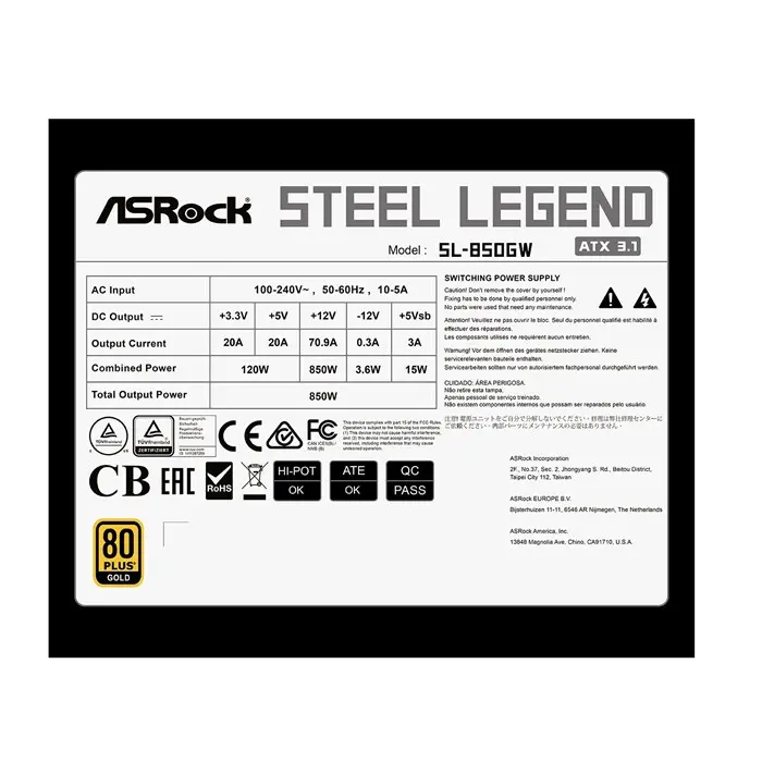 پاور کامپیوتر ازراک ASRock SL-850GW GOLD توان 850 وات -gallery-6