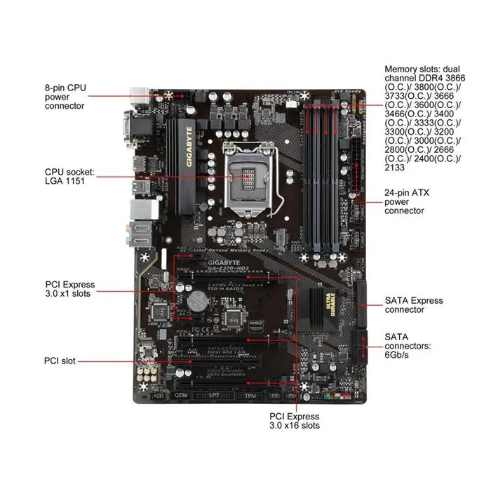 مادربرد گیگابایت مدل GA-Z270-HD3 سوکت 1151 -gallery-14